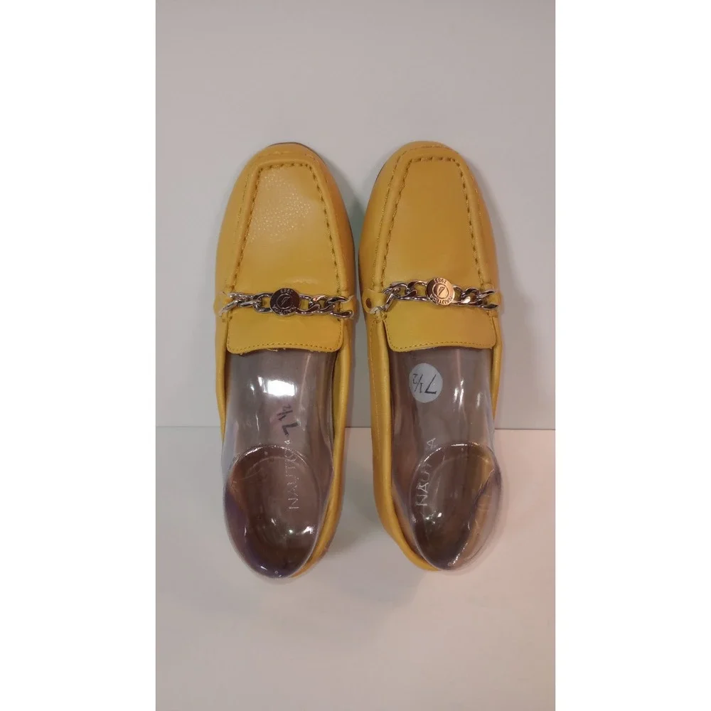 Nautica Womens Raintree Loafers Mustard Yellow Chain Detail Driving Flats 7.5